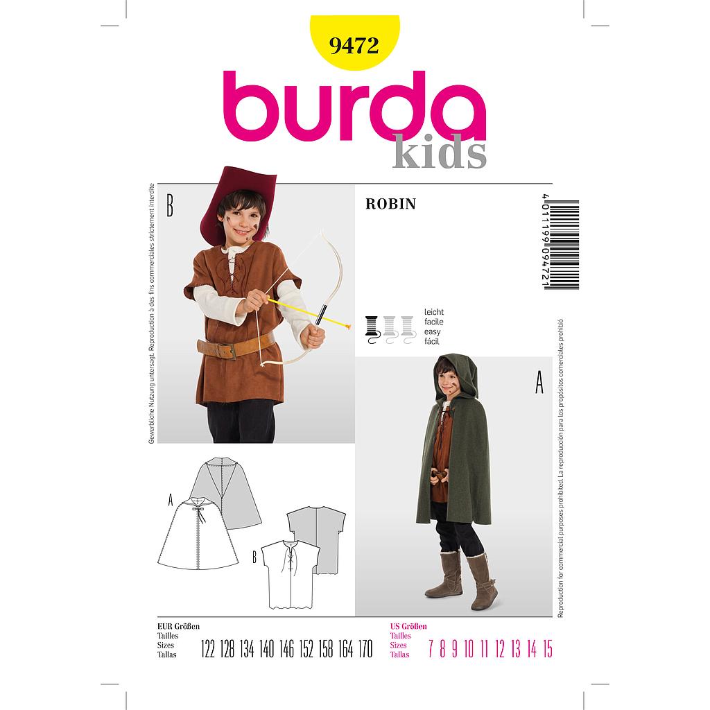 [B9472] Patron Burda 9472 - Déguisement Historique Robin des bois