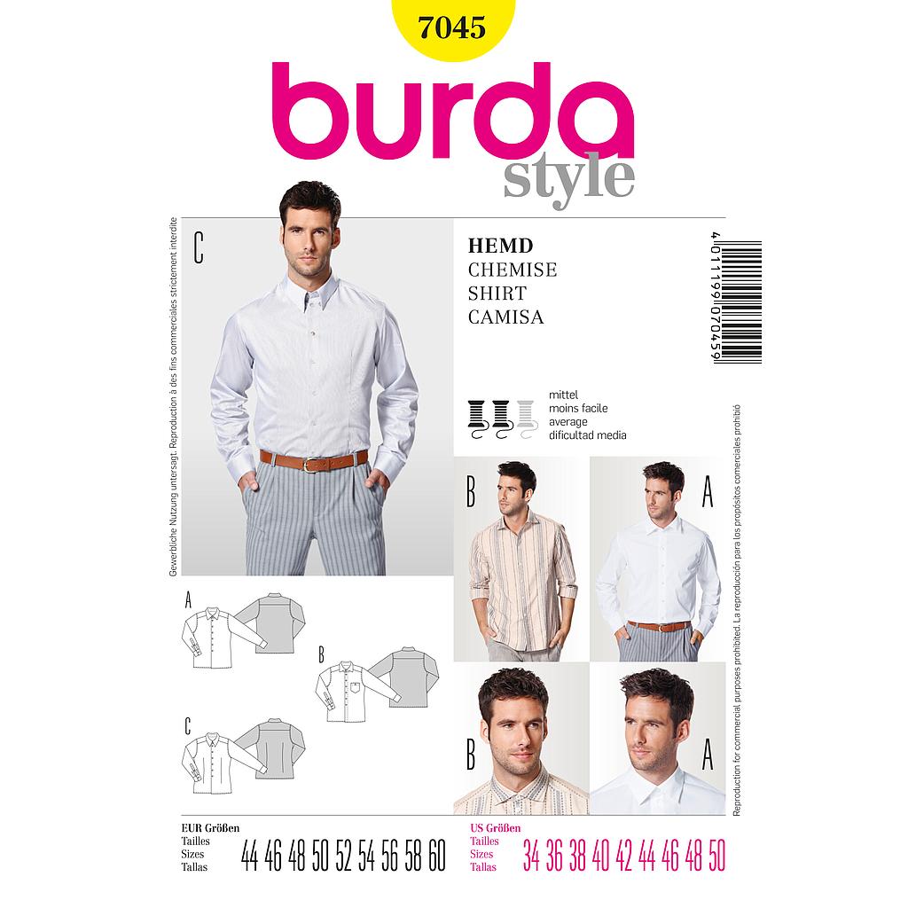 [B7045] Patron Burda 7045 Chemise homme