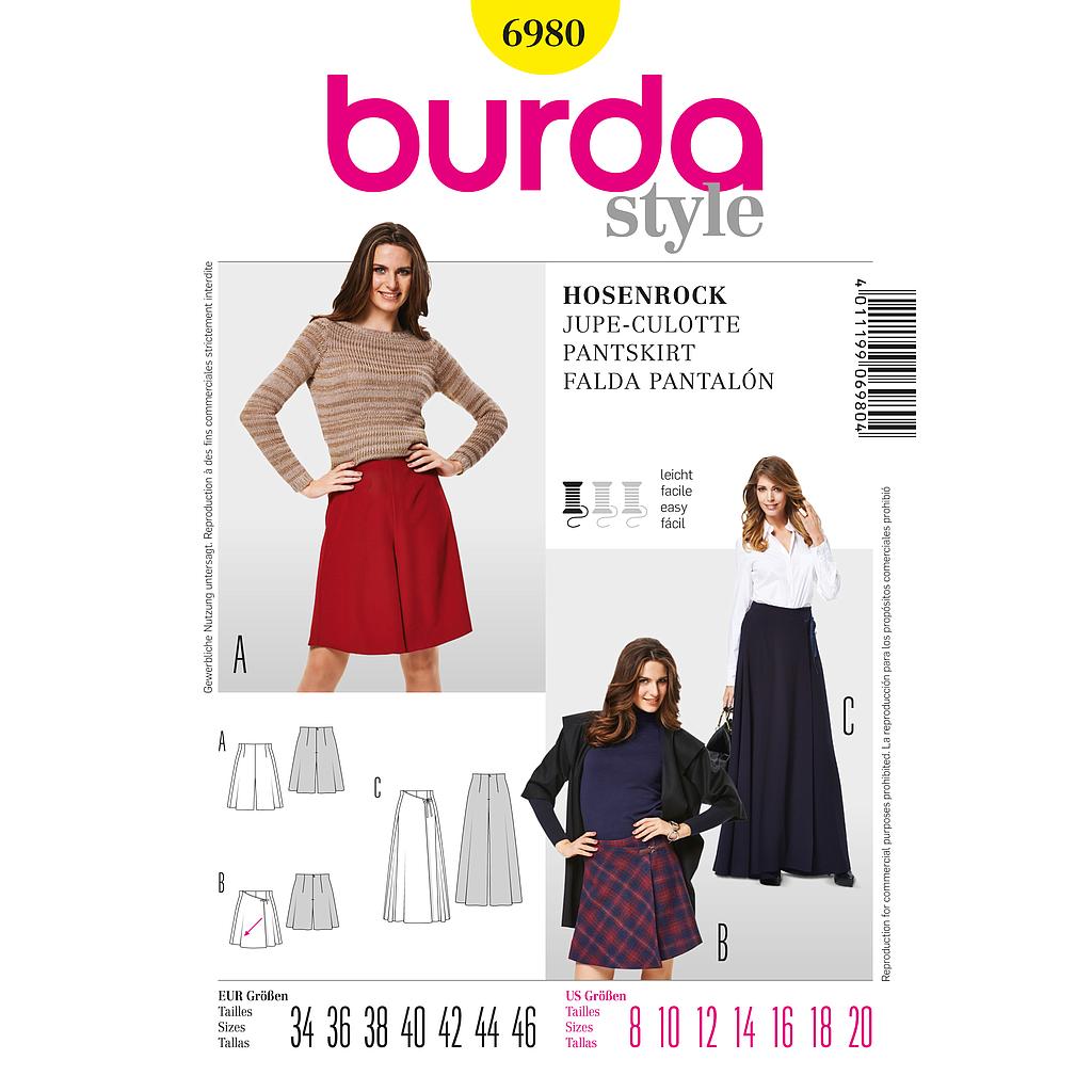 [B6980] Patron Burda 6980 Jupe - culotte