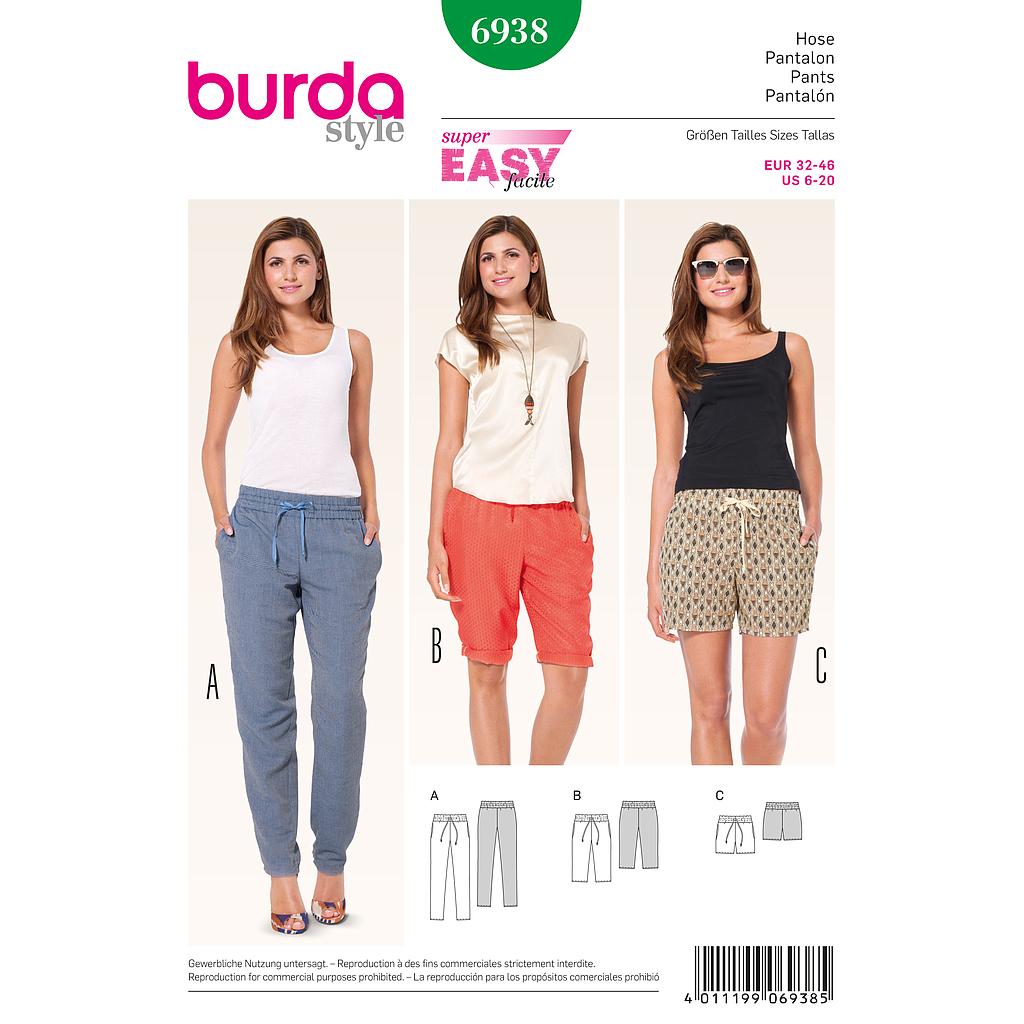 [B6938] Patron Burda 6938 Pantalon et shorts