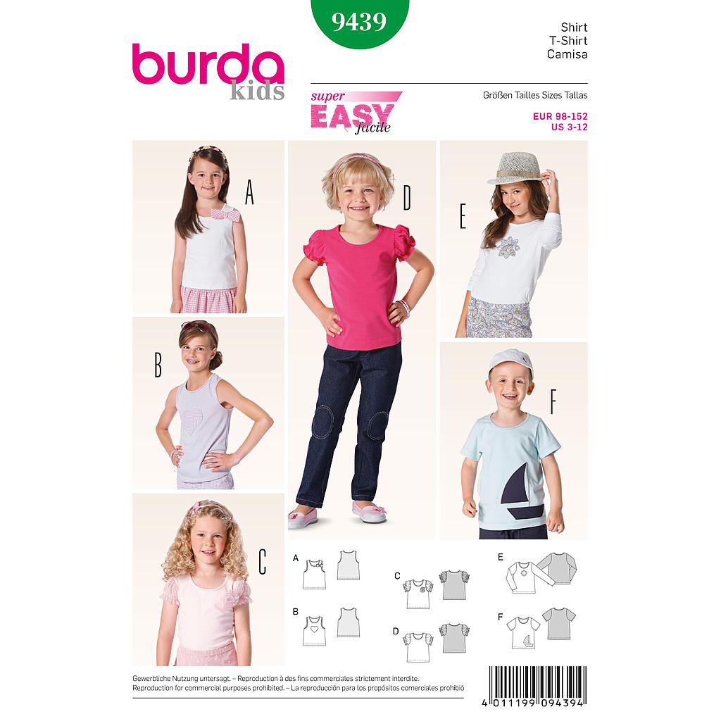 [B9439] Patron Burda 9439 Kids Tee-Shirt