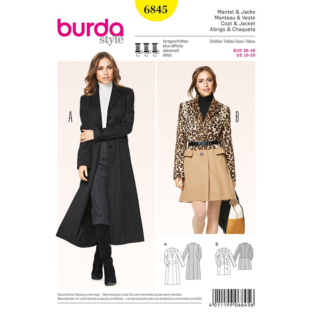 [B6845] Patron Burda 6845 Manteau et veste