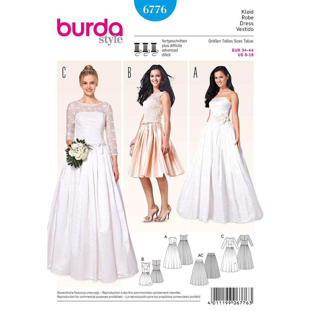 [B6776] Patron Burda 6776 Robe de mariée et robe de soirée