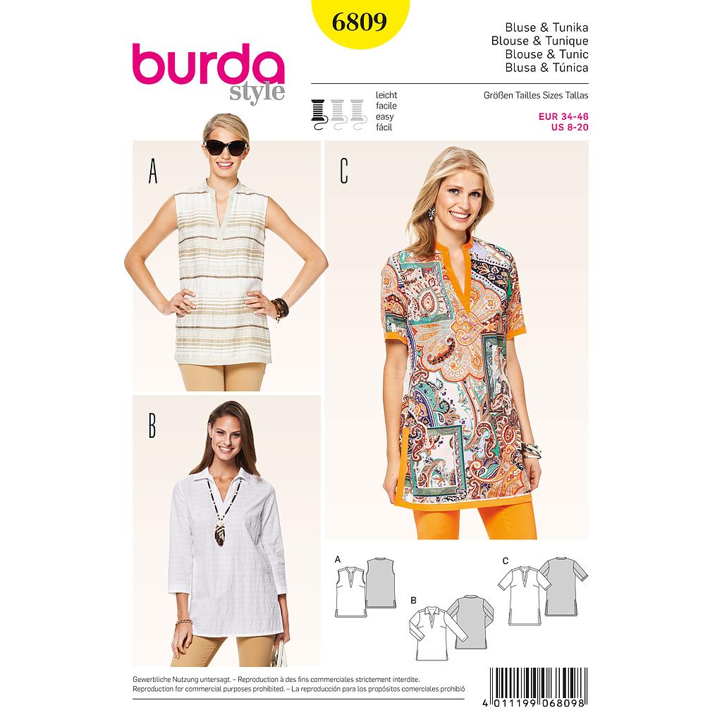 [B6809] Patron Burda 6809 Blouse et tunique