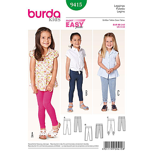 Patrón Burda 9415 Kids Legging para niña