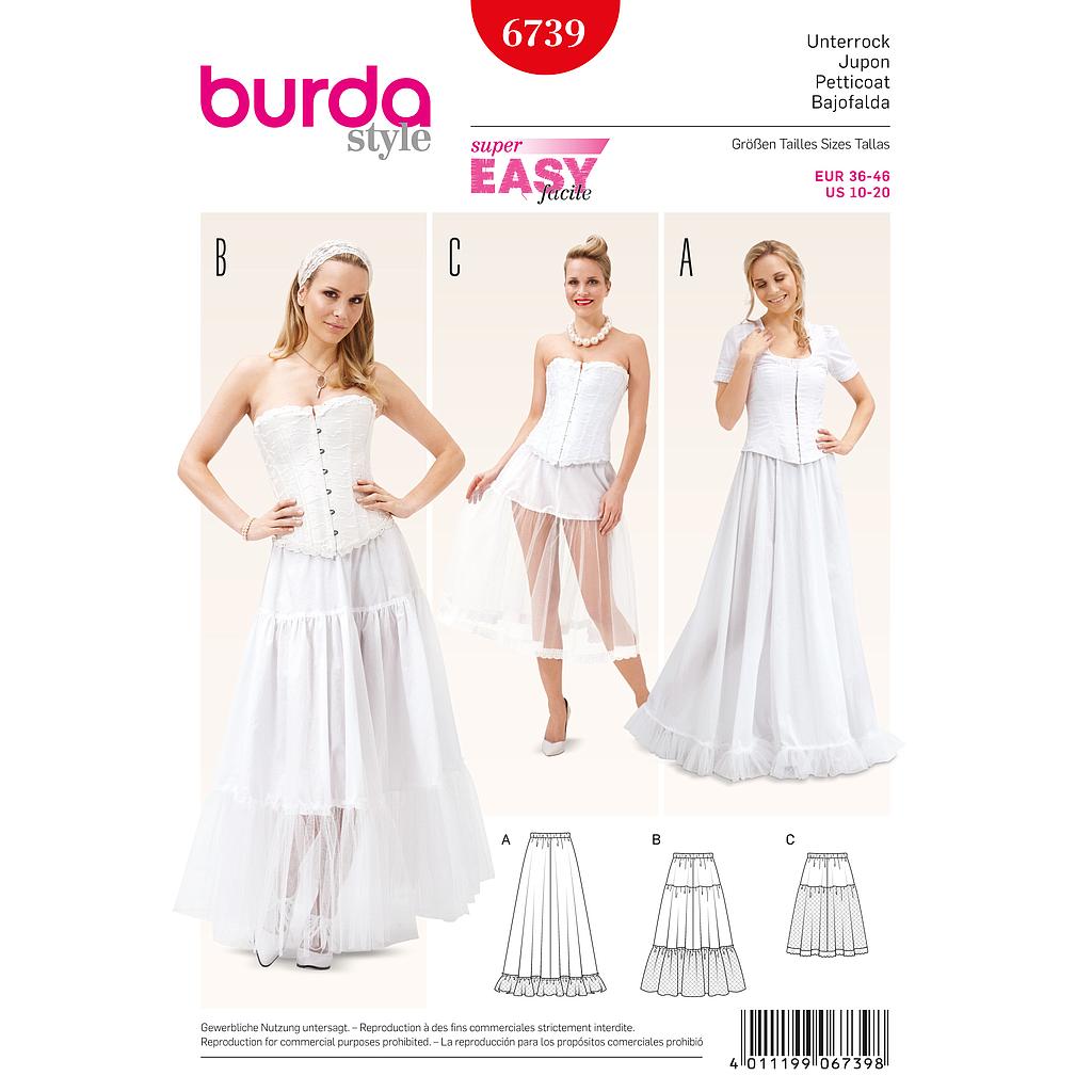 [B6739] Patron Burda Carnaval 6739 - Déguisement Historique Jupon Femme