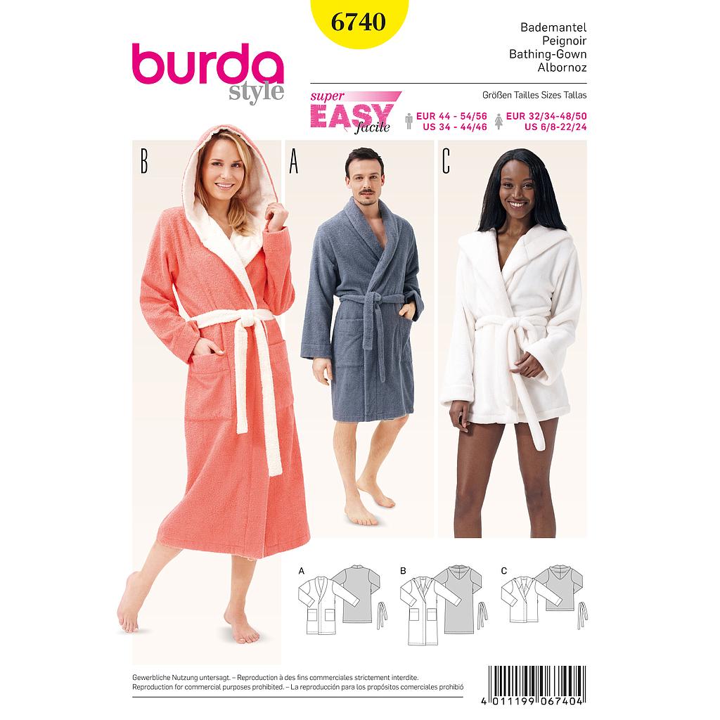 [B6740] Patron Burda 6740 Peignoir