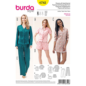 Patron Burda 6742 : Pyjama et chemise de nuit Femme du 36 au 46 (FR)