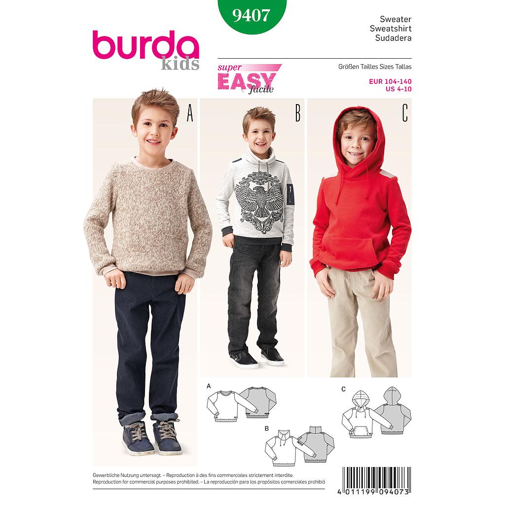 [B9407] Patron Burda 9407 Kids Sweatshirt
