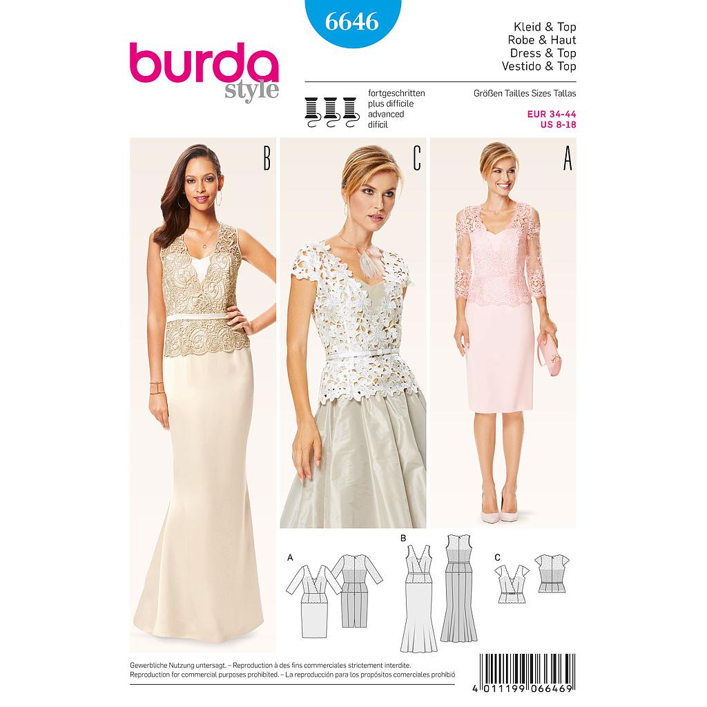 Patron Burda 6646 Robe &amp; Haut