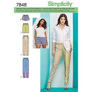 Patrón N°7848.R5 Simplicity : Pantalones 3 largos Mujer