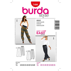 Patron Burda 7400 - Pantalon Large Femme sur bande élastique du 36 au 62 (FR)