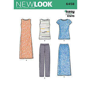 Patron New Look 6458 Robe, tee shirt, pantalon, jupe