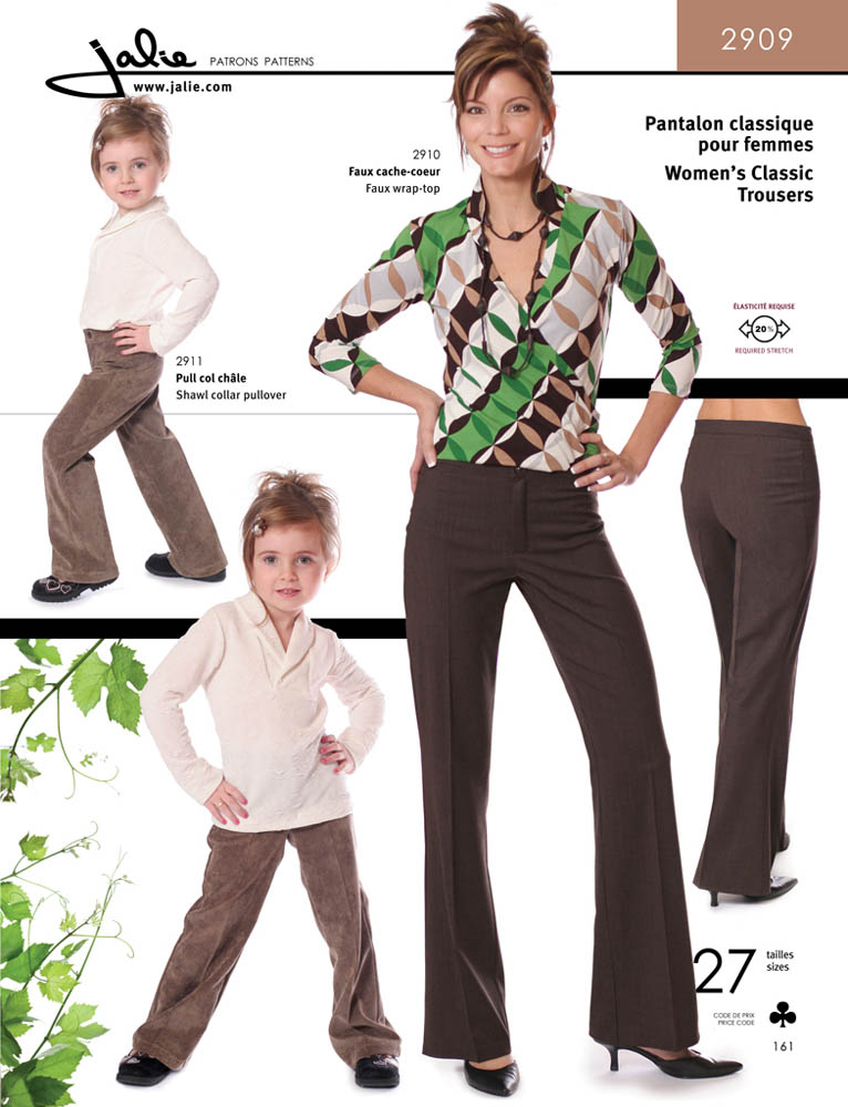 Patron Jalie 2909 Pantalon classique pour femmes (extensible)