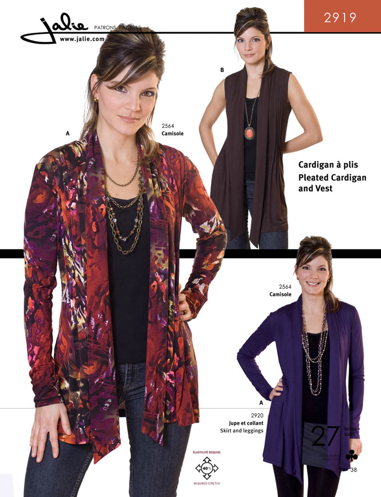Patron Jalie 2919 Cardigan à plis#