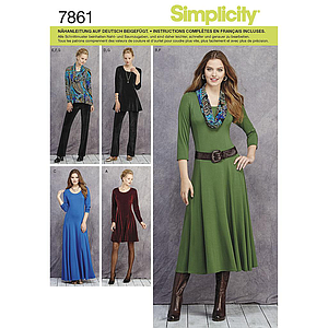 Patrón Simplicity 7861.U5 Vestido, Blusa y pantalones Mujer