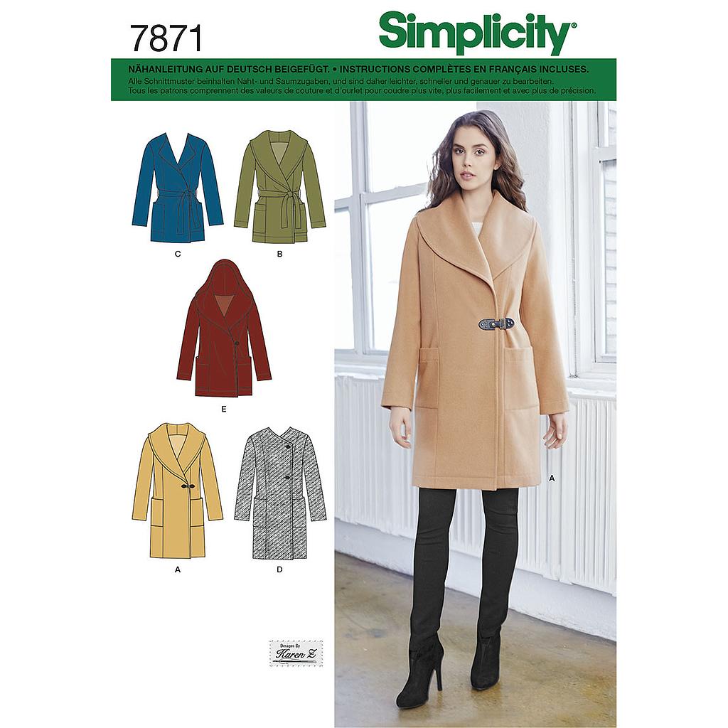 Patron Simplicity 7871 Manteau femme 