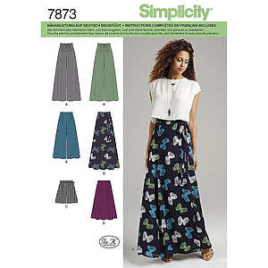 Patrón Simplicity 7873.D5 Falda, pantalones cortos y largos Mujer