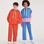 Patron Simplicity 9394 - Sweats à capuche, pantalons et hauts en tricot surdimensionnés pour garçons et filles du 4 au 14 ans