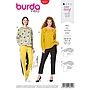 Patron Burda 6151 Sweater à manches raglan orné de boutons ou d'un passepoil - du 34 au 44