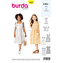 Patron Burda 9304 Robes chemise fille à bretelles & col bardot - de 6 à 11 ans