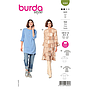 Patron Burda 6060- Tunique Femme avec parements et fentes arrondies / robe à volants et coulisse élastiquée à la taille du 36 au 46
